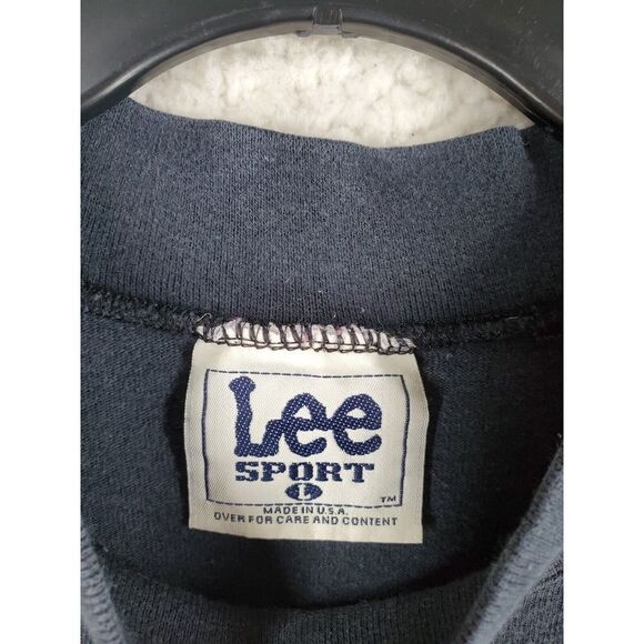 Vtg Lee Sport Nutmeg FSU Mock Sweatshirt Mens L Black Boxy 90s Y2K USA Made - Picture 2 of 9